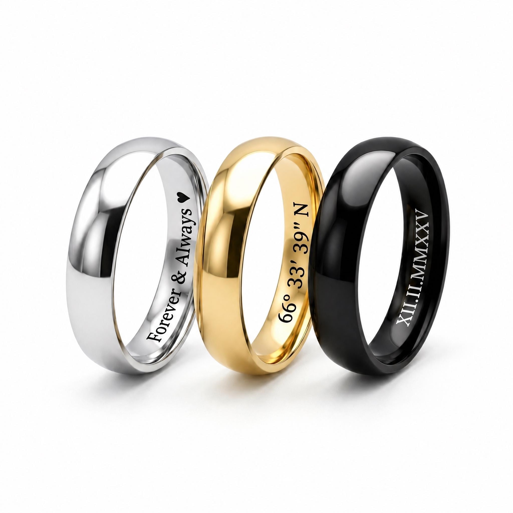 Anello in acciaio inossidabile personalizzato da 6 mm, anello in acciaio, anello unisex, anello in acciaio inossidabile, anello inciso personalizzato,