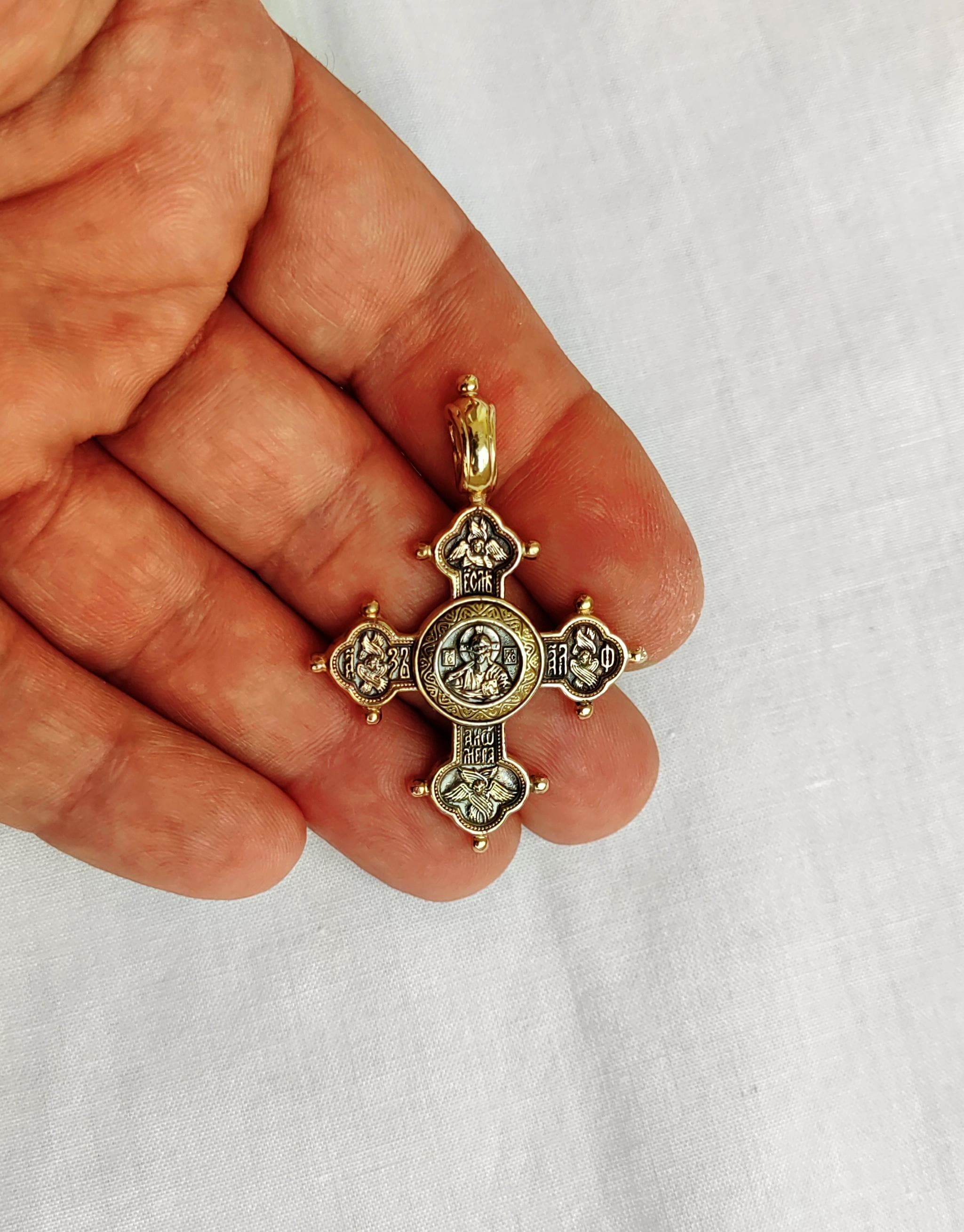 Croce ortodossa, argento massiccio 925, croce cristiana ortodossa orientale, collana con croce in argento, collana con croce ortodossa, ciondolo con c