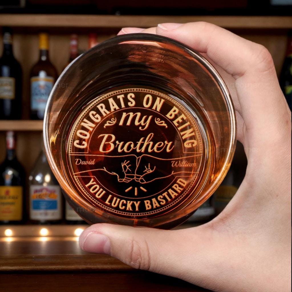 Bicchiere da whisky personalizzato per il fratello, bicchiere da whisky personalizzato con incisione, regalo per i testimoni dello sposo, bicchiere Ol