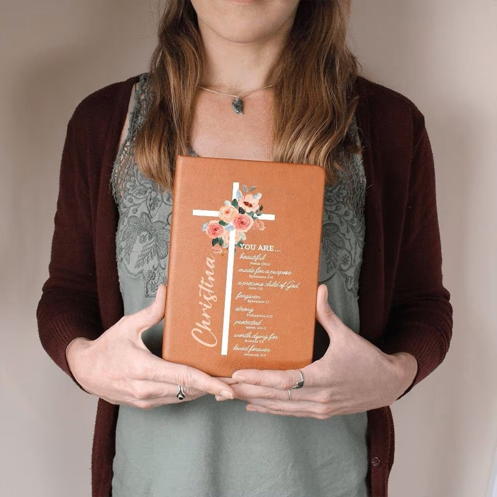 Diario in pelle, diario in pelle personalizzato per ragazze, diario rilegato in pelle, regali cristiani, regalo cristiano per ragazze, diario personal