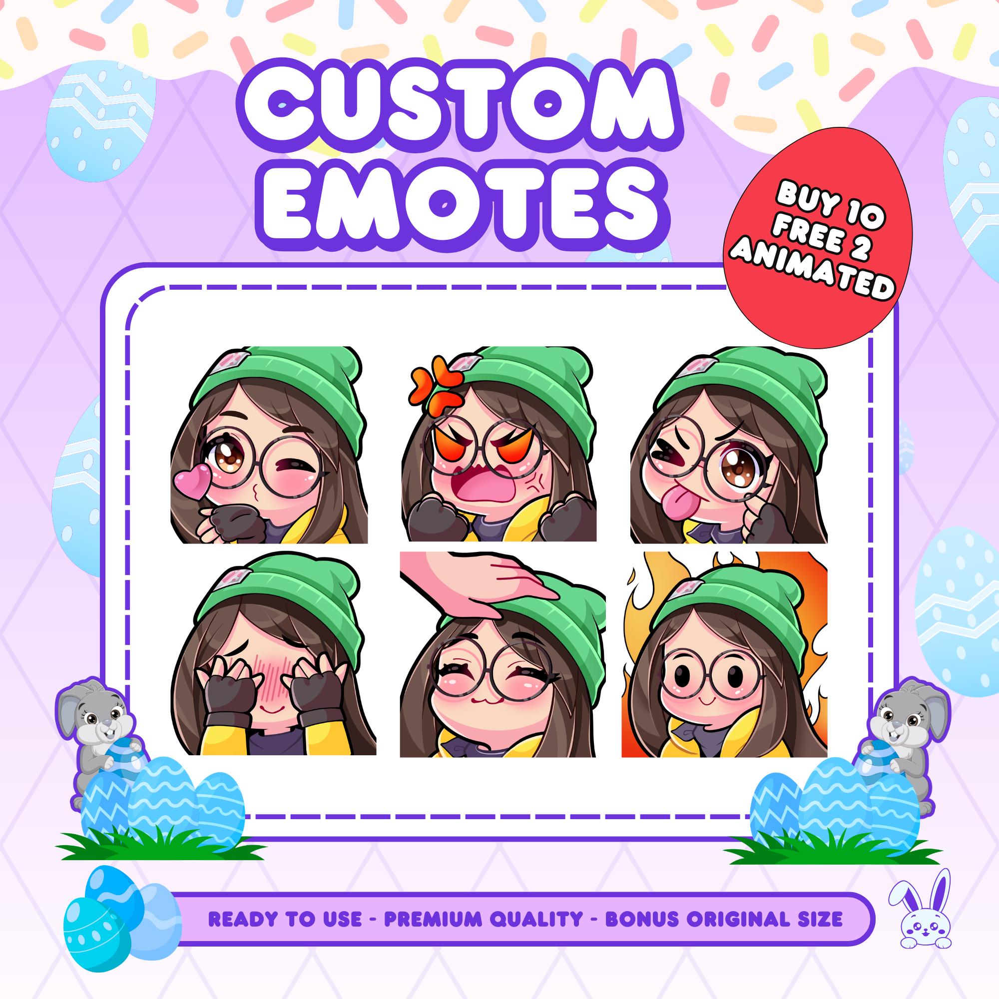 Emote Twitch personalizzate / Emote animate / Emote Twitch per streamer / YCH / Emote animali / Stile Chibi / Emote Twitch / Emote Discord