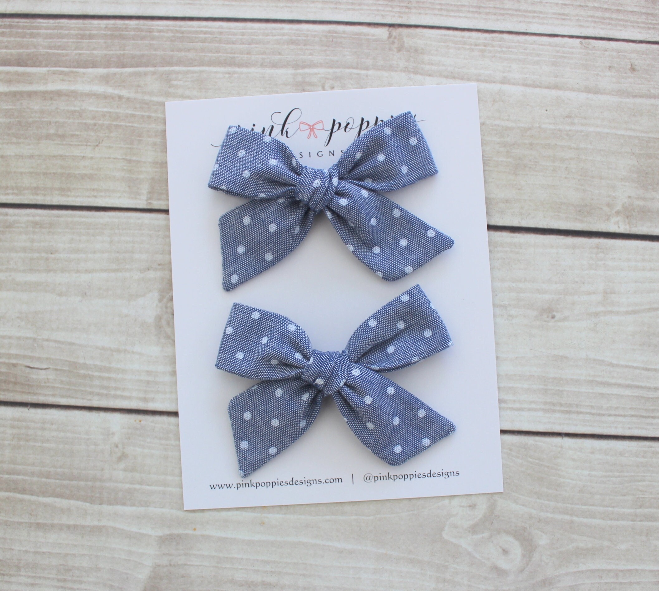Fiocchi per capelli a pois in chambray, fiocchi per capelli a pois blu, set di trecce in chambray, fiocchi per capelli per neonati, fermagli per capel
