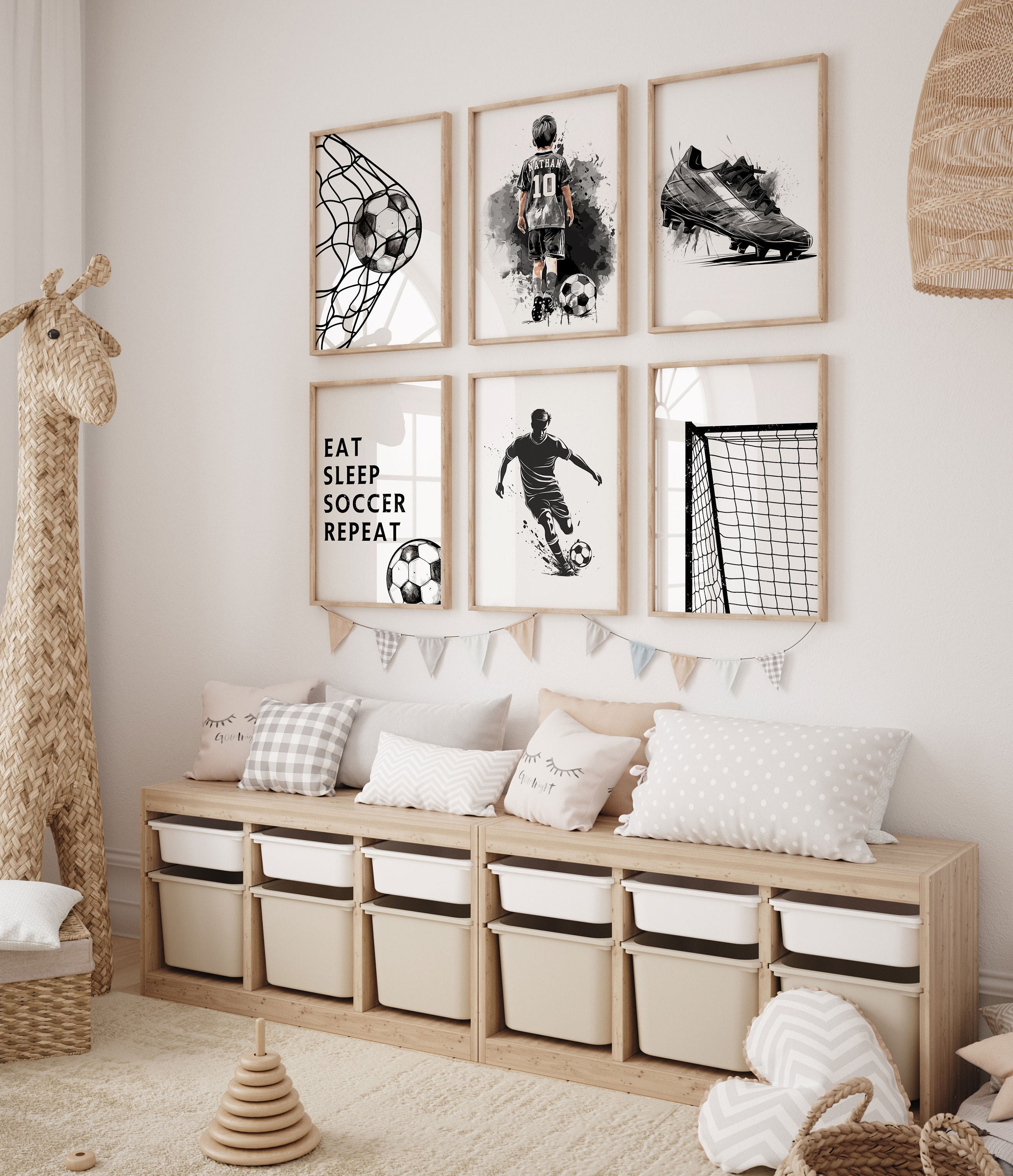 Stampe artistiche personalizzate per pareti a tema calcio, regali a tema calcio, decorazioni per la camera da letto dei ragazzi, stampe di calcio per