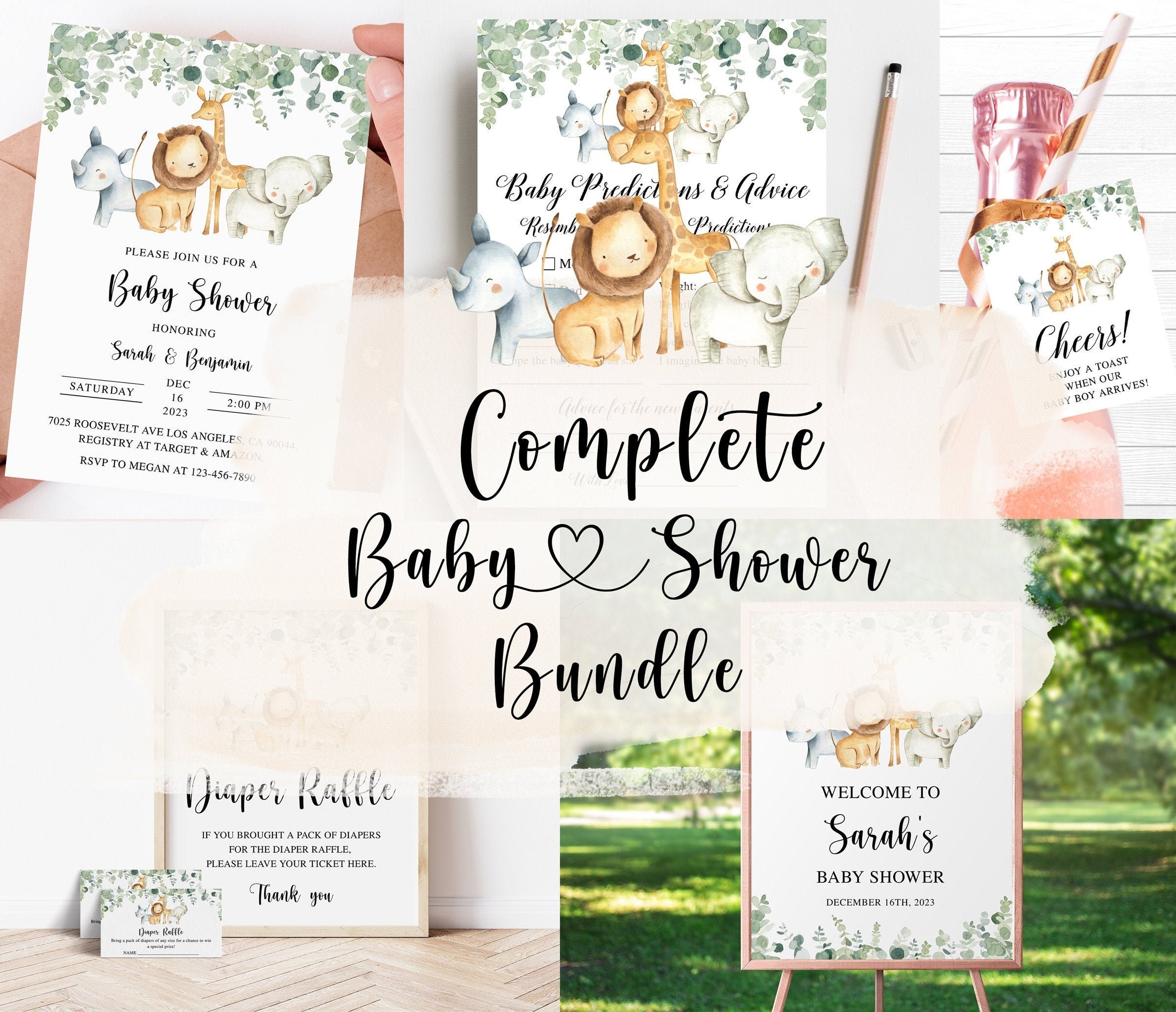Pacchetto Baby Shower Safari, Pacchetto Baby Shower Animali, Baby Shower Giungla, Giochi Baby Shower Animali, Baby Shower Maschile, Baby Shower Safari