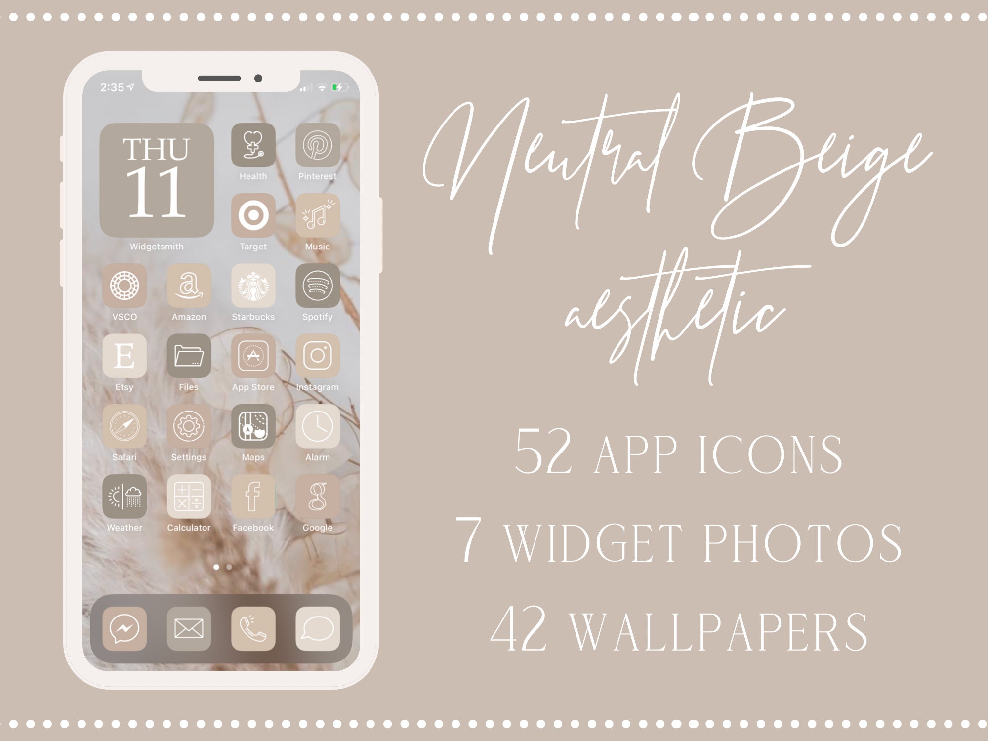 Icone app estetiche beige neutro, 52 iPhone iOS 14 Set di icone app estetiche, icone app estetiche neutre, icone iOS 14 beige, icone iPhone
