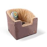 Tan & Brown Bucket Booster Pet Car Seat, Small, 19.5" L X 14.5" W X 16.5" H, Tan / Tan