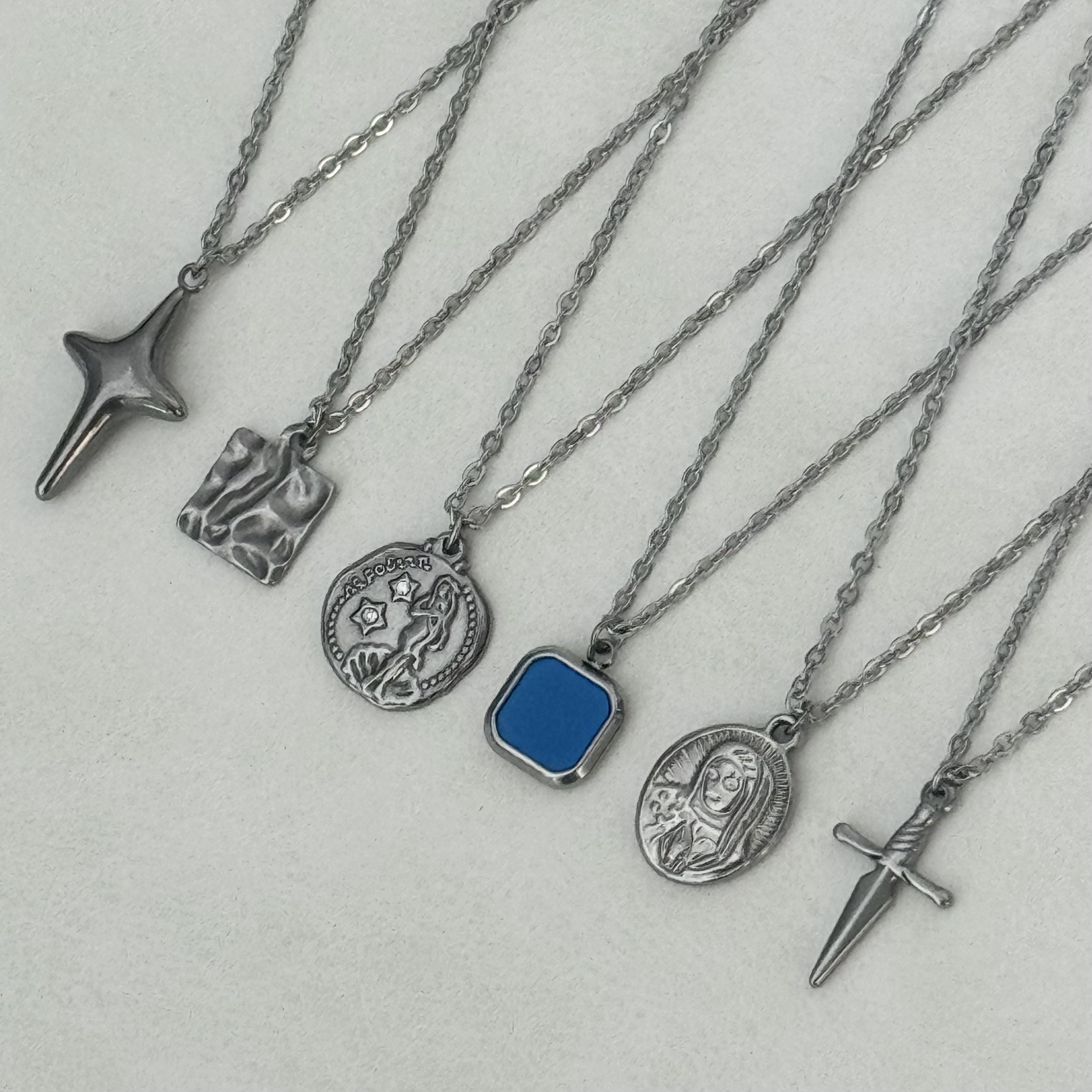 Collana con ciondolo in acciaio inossidabile per uomo, catena in argento da uomo, collana in argento impermeabile, collana con ciondolo anti-ossidazio