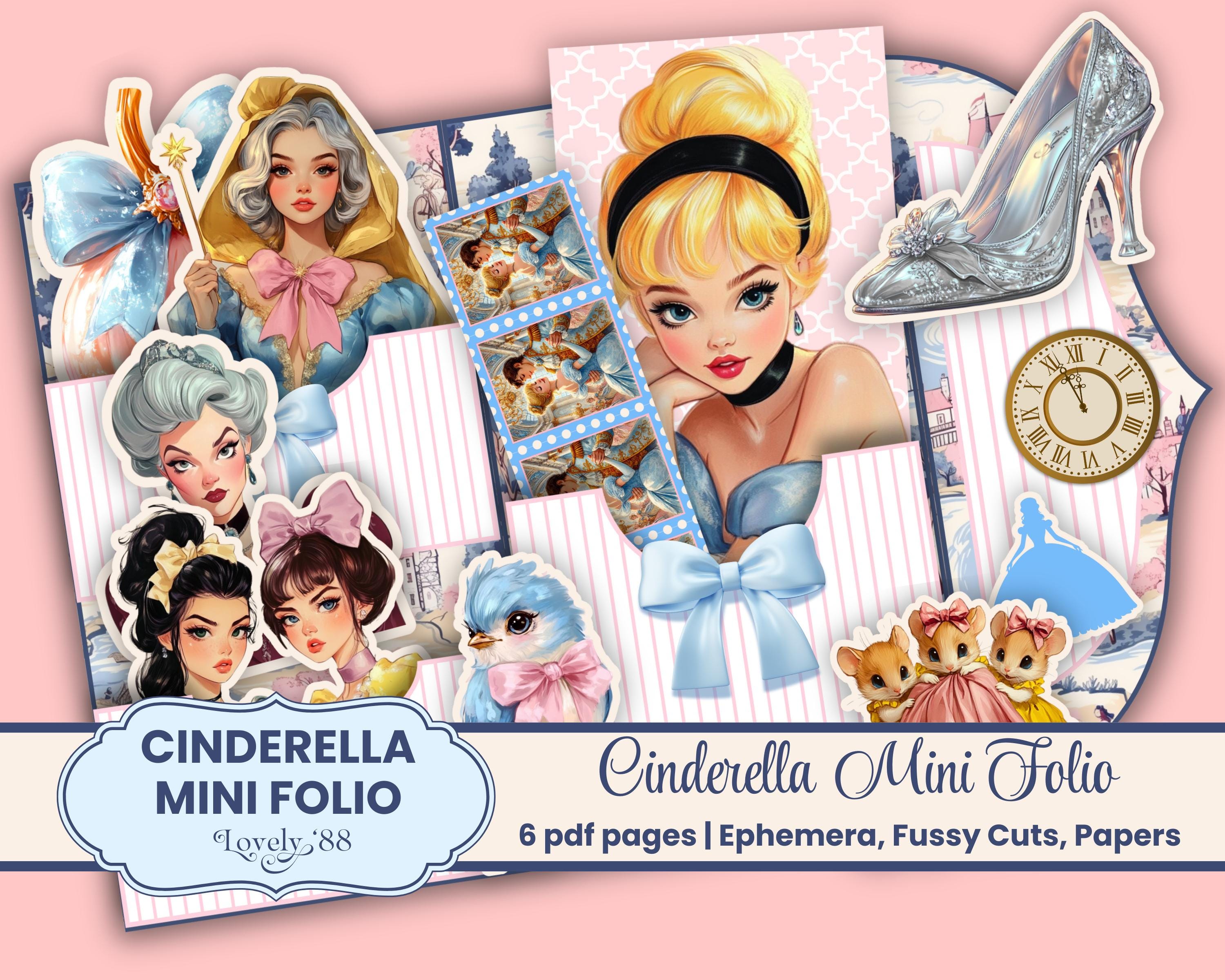 Cinderella Folio / Kit Cinderella Junk Journal / Effimera da favola, Fussy Cuts, Tasche, Mini-folio, Princess Junk Journal