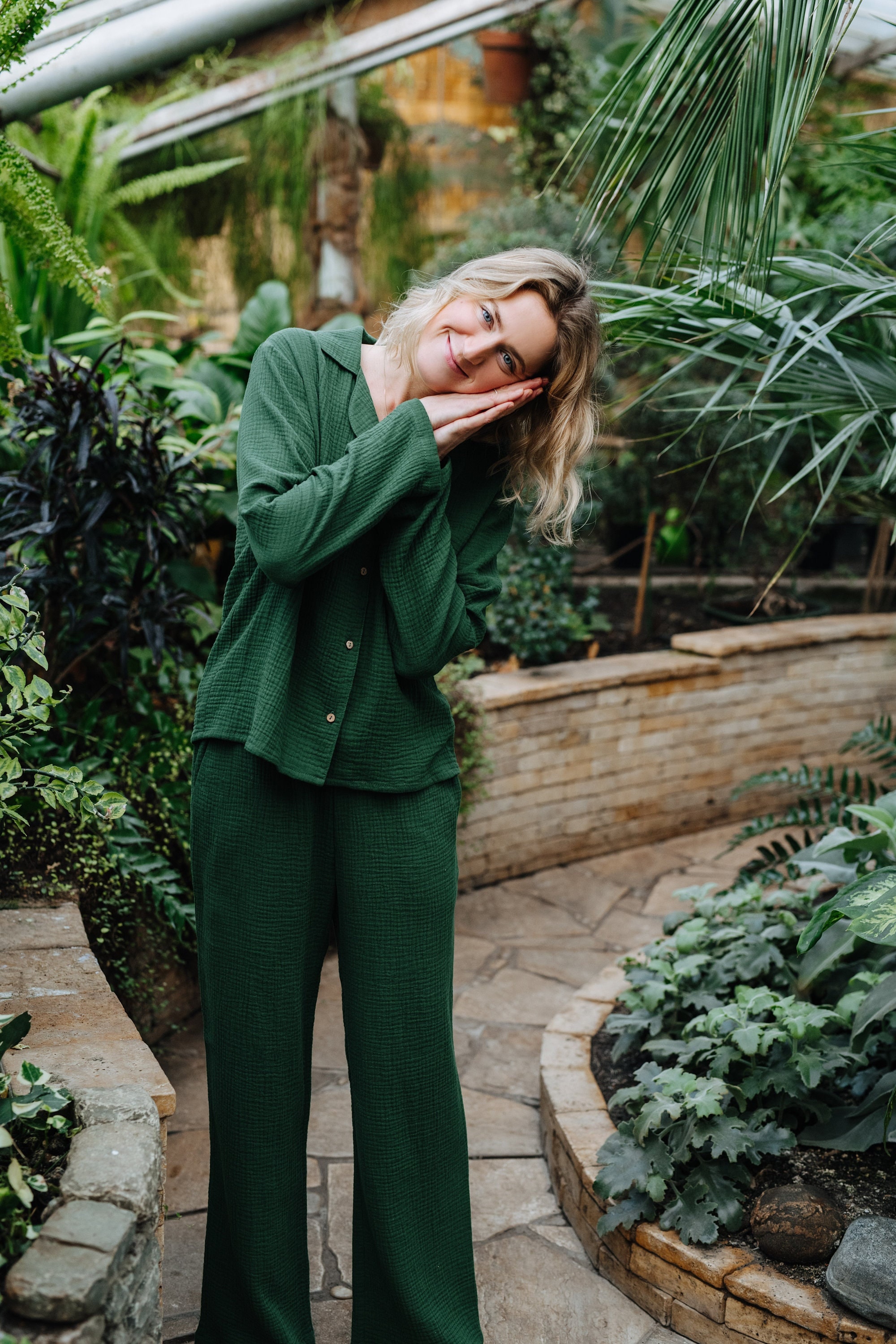 Pigiama in mussola Kingston - Pigiama in doppia garza - Pigiama a maniche lunghe - Pigiama in mussola - Top in mussola - Pantaloni in mussola - Set in