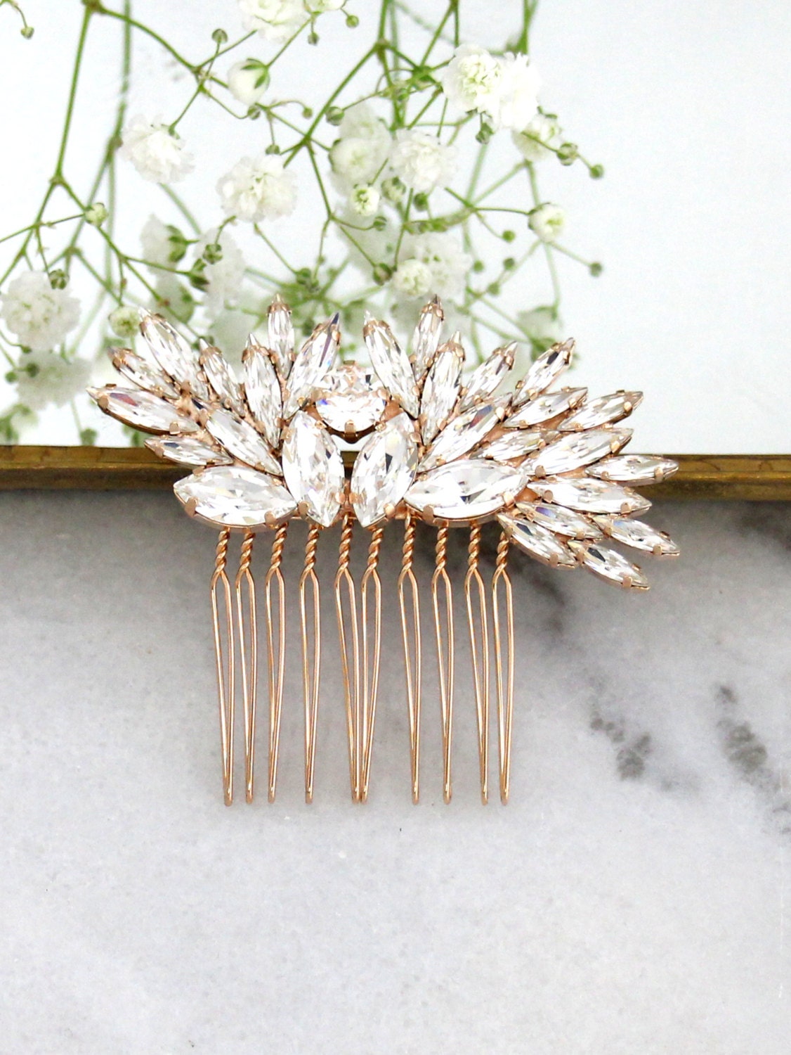 Pettine per capelli da sposa, pettine laterale per capelli da sposa con cristalli, pettine per capelli con strass, accessori per capelli da sposa, pet