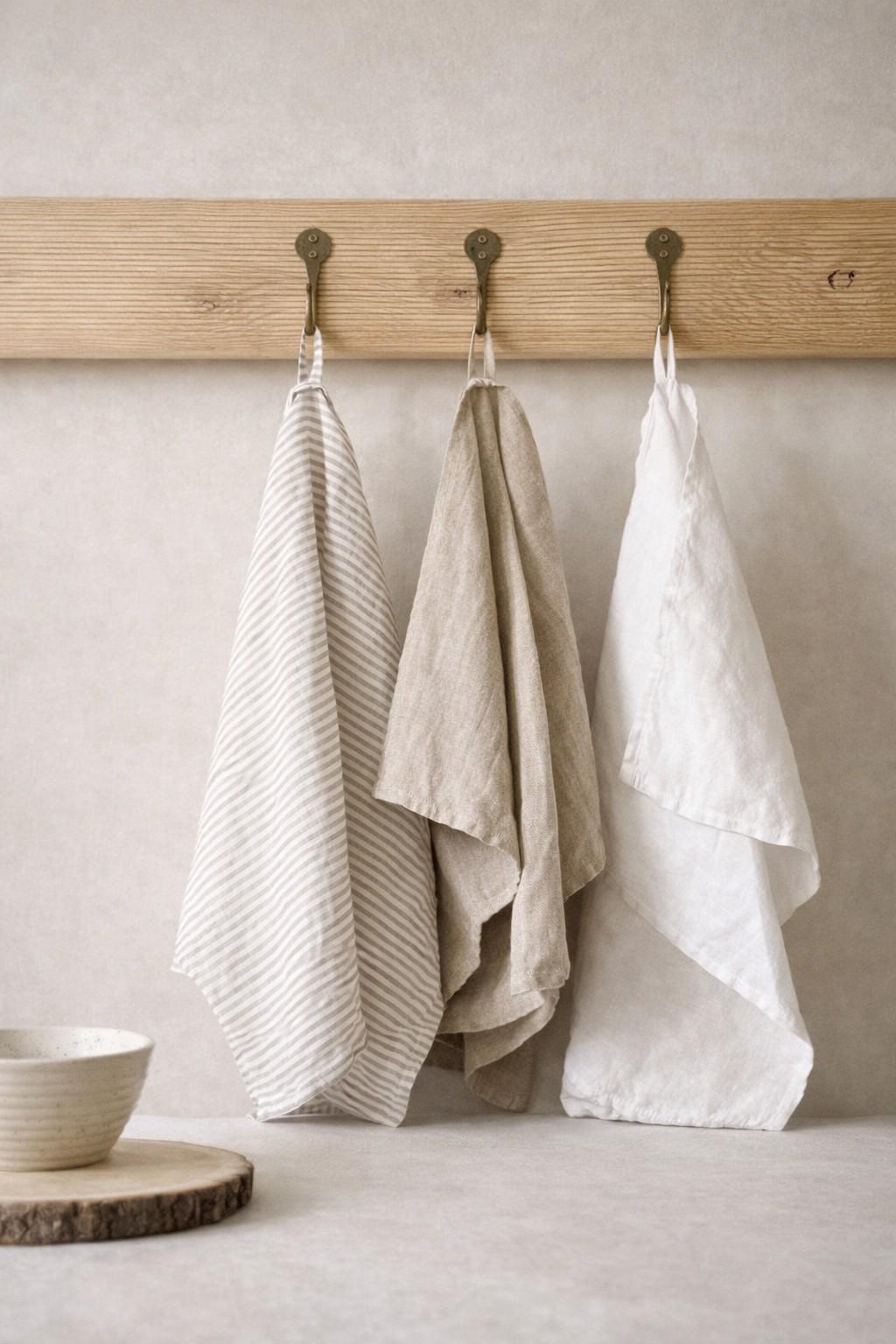 Set di 3 strofinacci da cucina in lino - Strofinacci da cucina assorbenti biologici - Set di asciugamani da cucina in lino - Idea regalo per la cucina