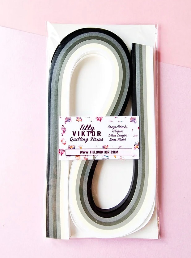 Carta per quilling, strisce per quilling, confezione di carta nera, grigia e bianca da 5 mm e 10 mm, carta per lavori manuali, filigrana di carta