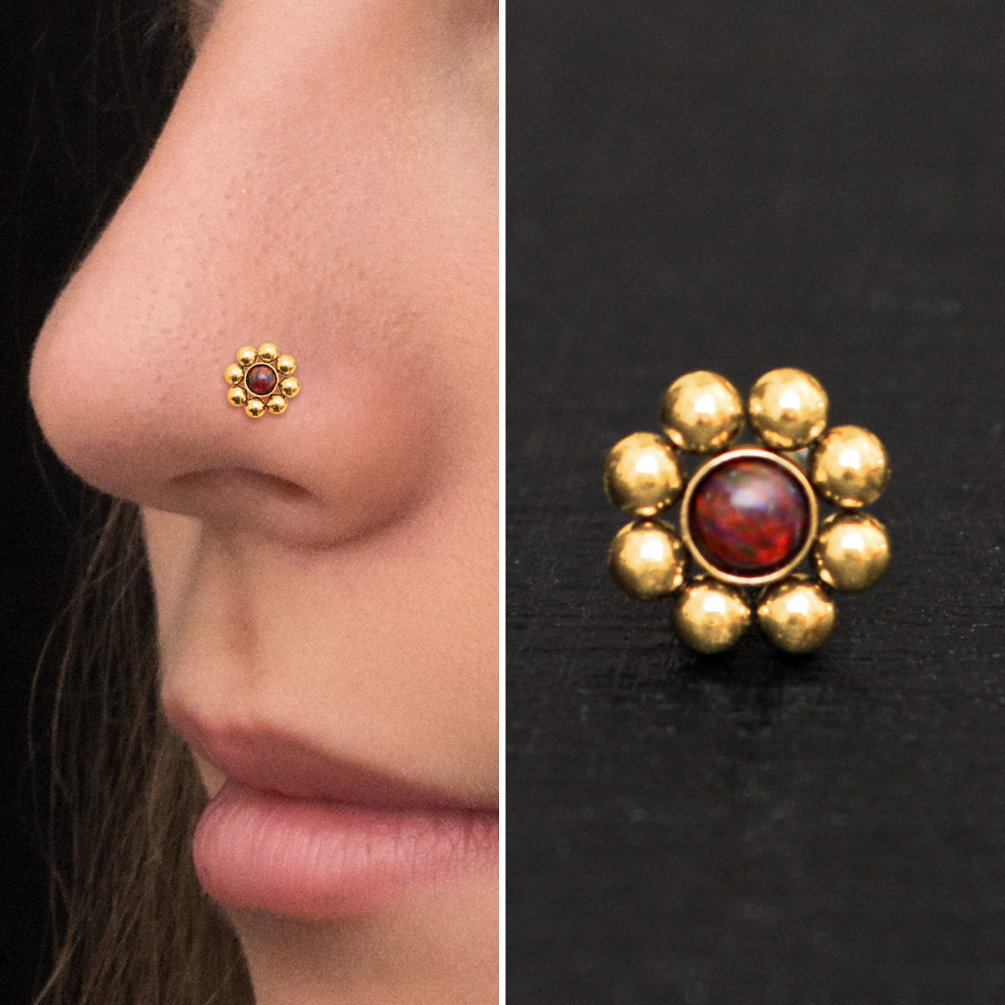 Piercing al naso in opale, acciaio chirurgico, osso nasale, vite nasale, orecchino nasale, perno nasale, piercing al naso, anello per narice 22 g 20 g