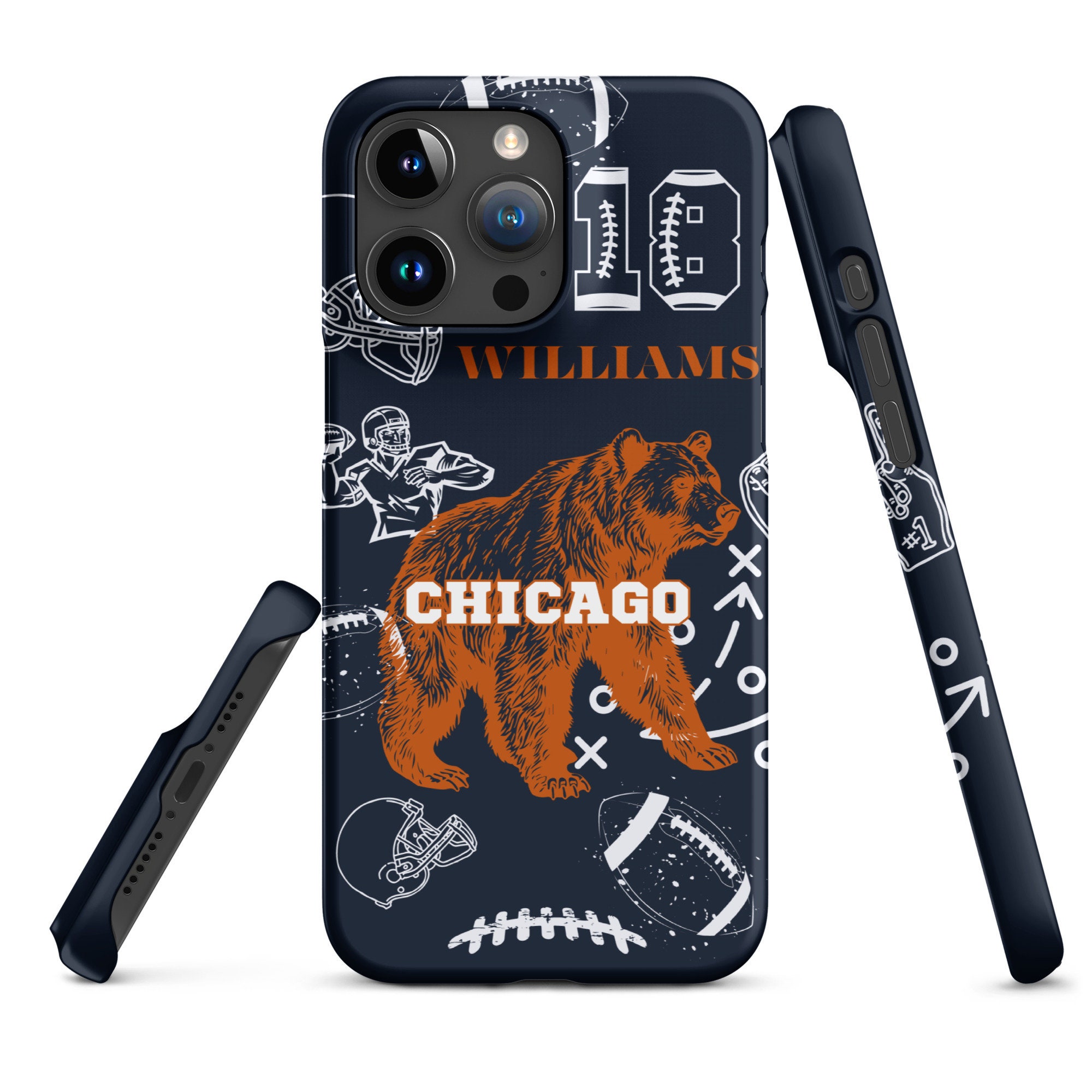 Custodia Bears Snap per iPhone , custodia per telefono Williams 18, custodia per telefono Caleb Williams, custodia per telefono Chicago 13 14 15 16 17