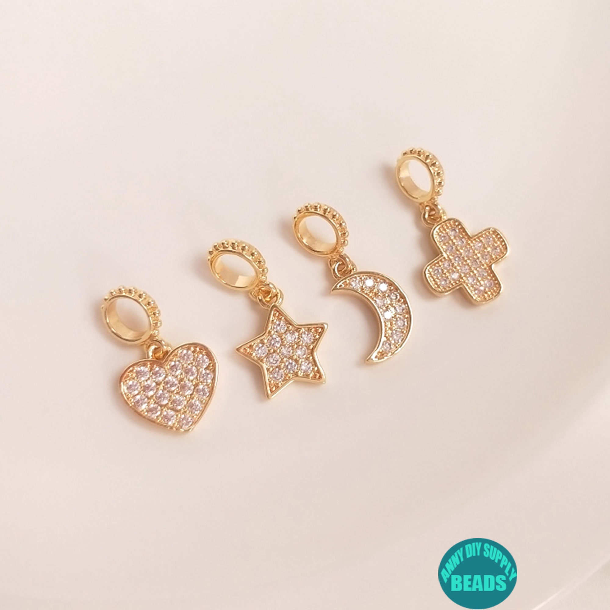 1/2/10/20 pezzi Ciondolo a forma di cuore in ottone placcato oro 14K, ciondolo a forma di croce, ciondolo a forma di stella, ciondolo a forma di croce