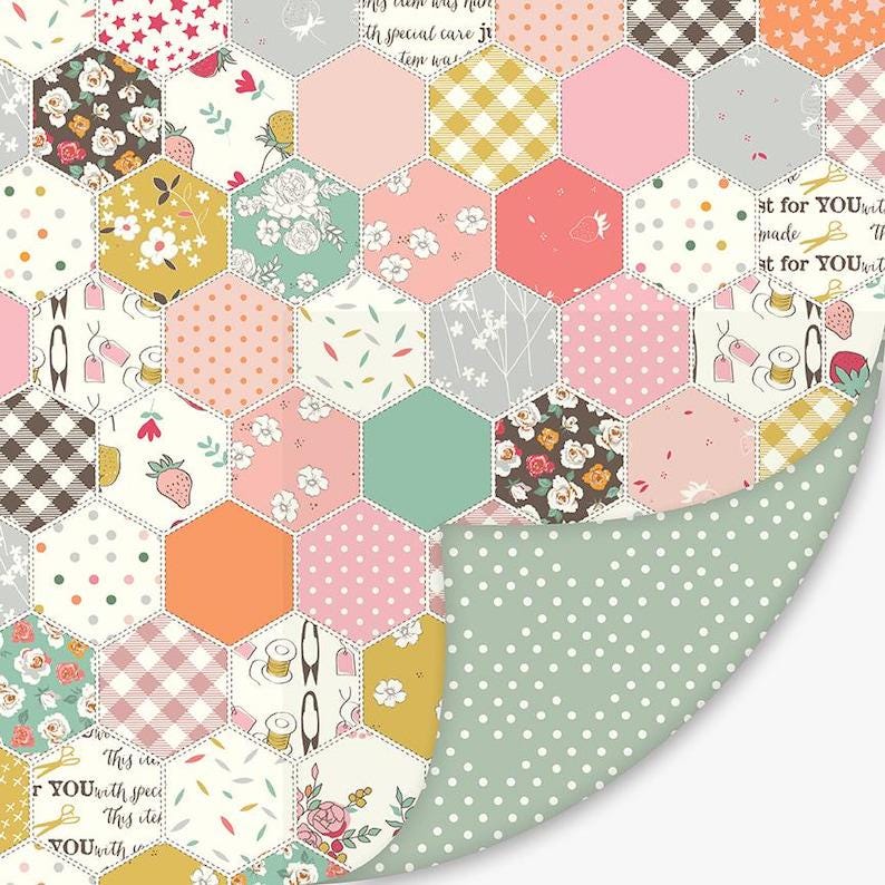 "Tessuto in velluto doppio Lush - Bloomberry Hexis LV16564 - Di Minki Kim - Riley Blake Designs - Larghezza 58\"/60\" - Morbidezza bifacciale -"