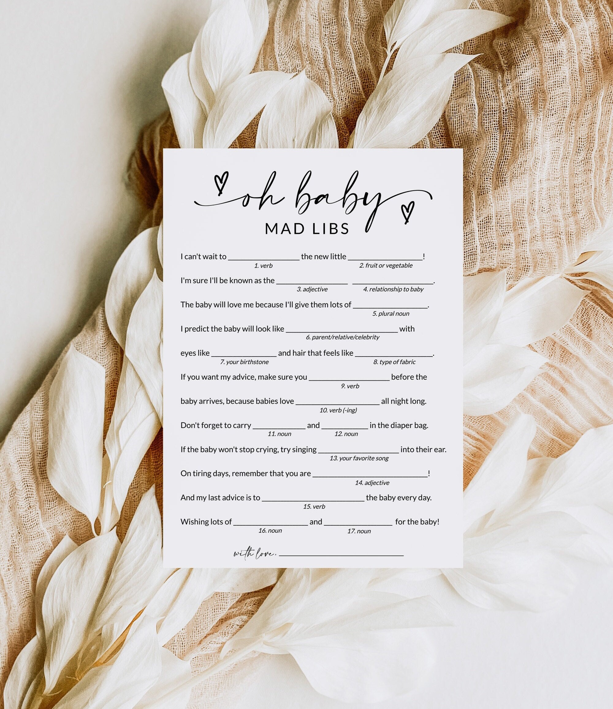 Gioco per baby shower Mad Libs / Giochi per baby shower stampabili / Gioco Oh Baby Mad Libs / Giochi per baby shower per maschietti e femminucce / Mod