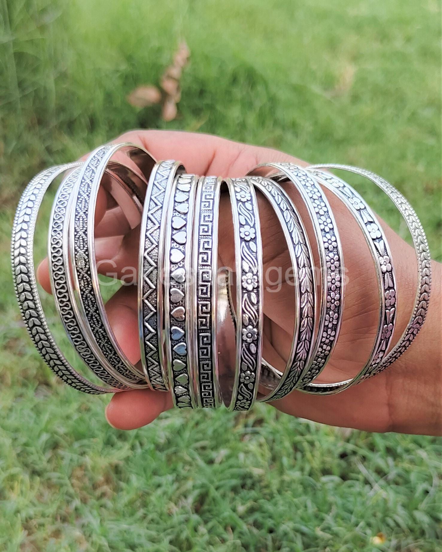 Set di 10 bracciali, bracciali in argento sterling 925, bracciali multi-design, bracciali in argento ossidato, bracciali in argento, bracciali da donn