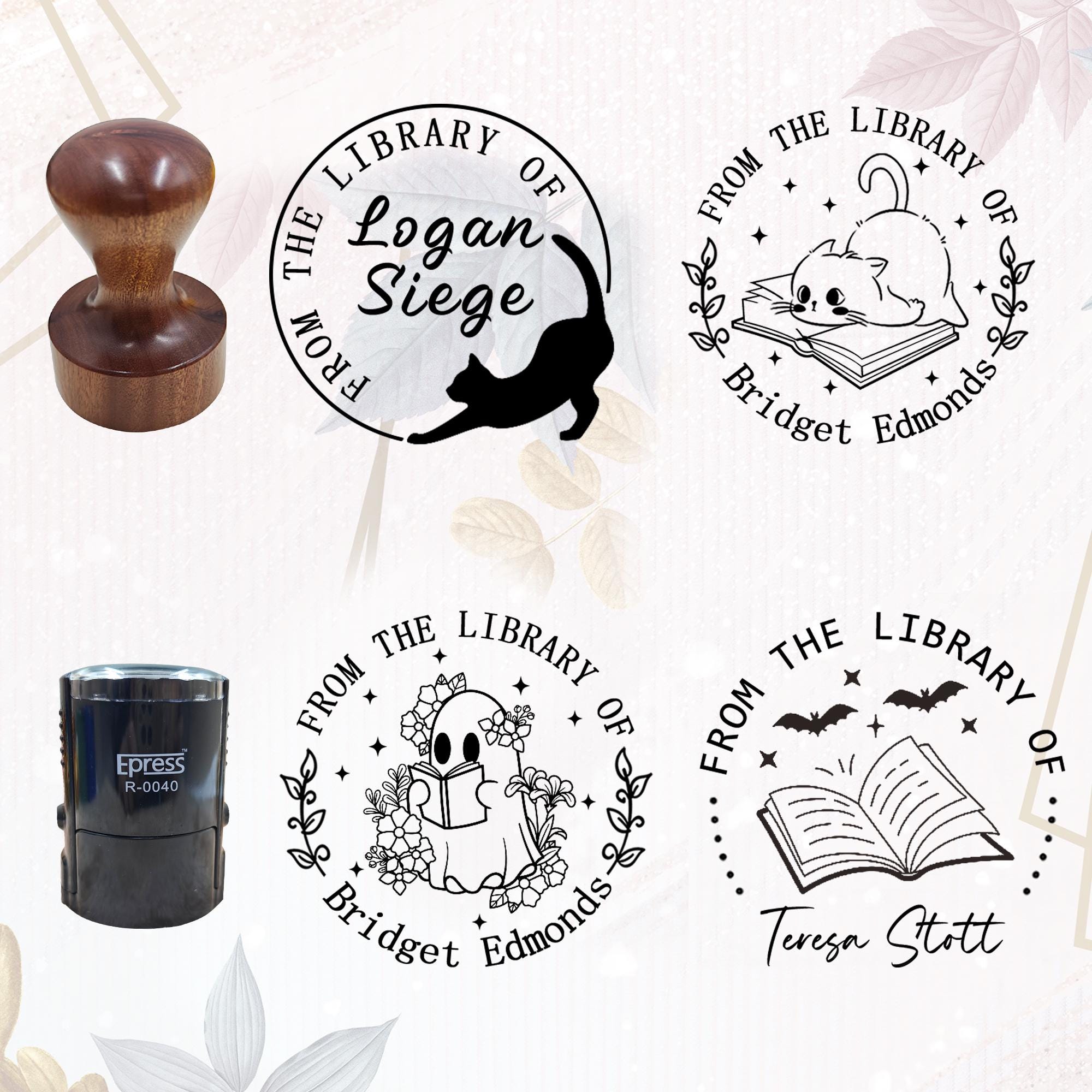 Timbro personalizzato per libri, dalla biblioteca del libro, timbro autoinchiostrante, timbro personalizzato per libri, timbro ex libris, timbro in le
