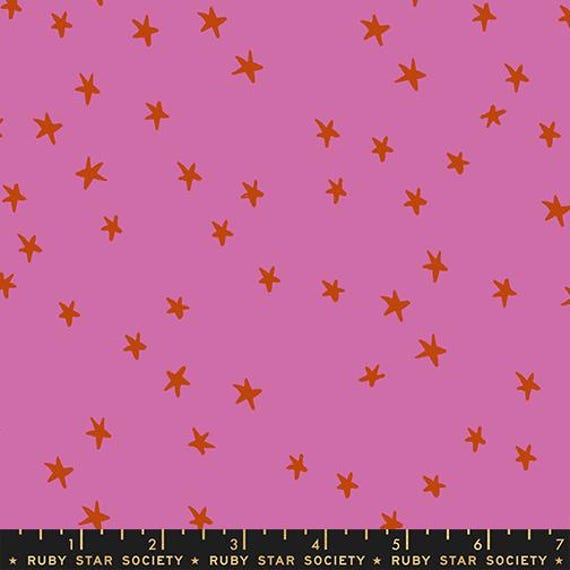 Starry di Ruby Society Yardage Prezzo a mezzo metro Heliotrope RS4109 77 Nuovo Ruby Star Starry Rosa con stelle rosse