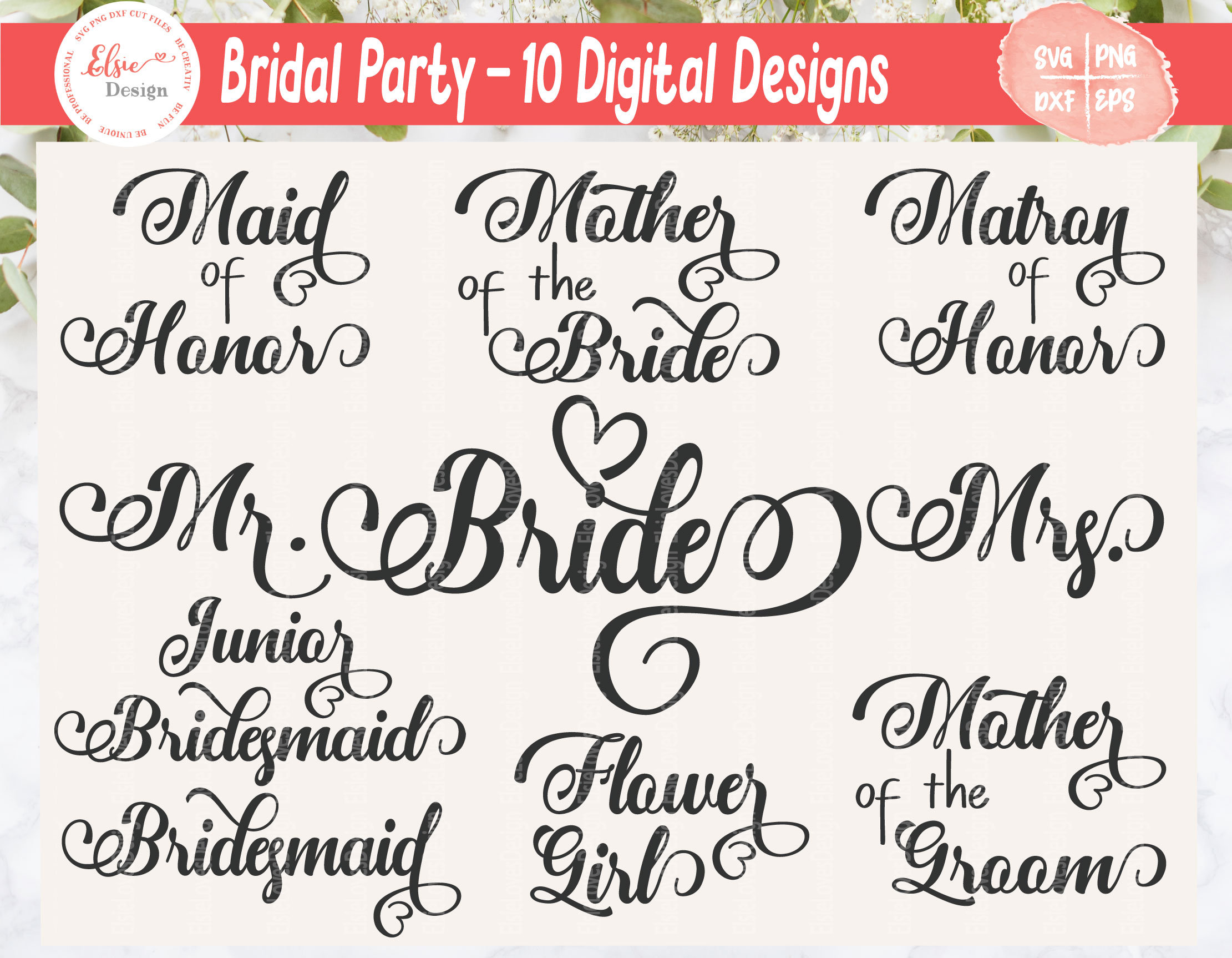 Sposa Partito Svg / Matrimonio Festa Svg / Sposa Svg / Damigella d'Onore Svg / Damigella Svg / Madre dello Sposo Svg / Mr e Mrs Svg / PNG, DXF