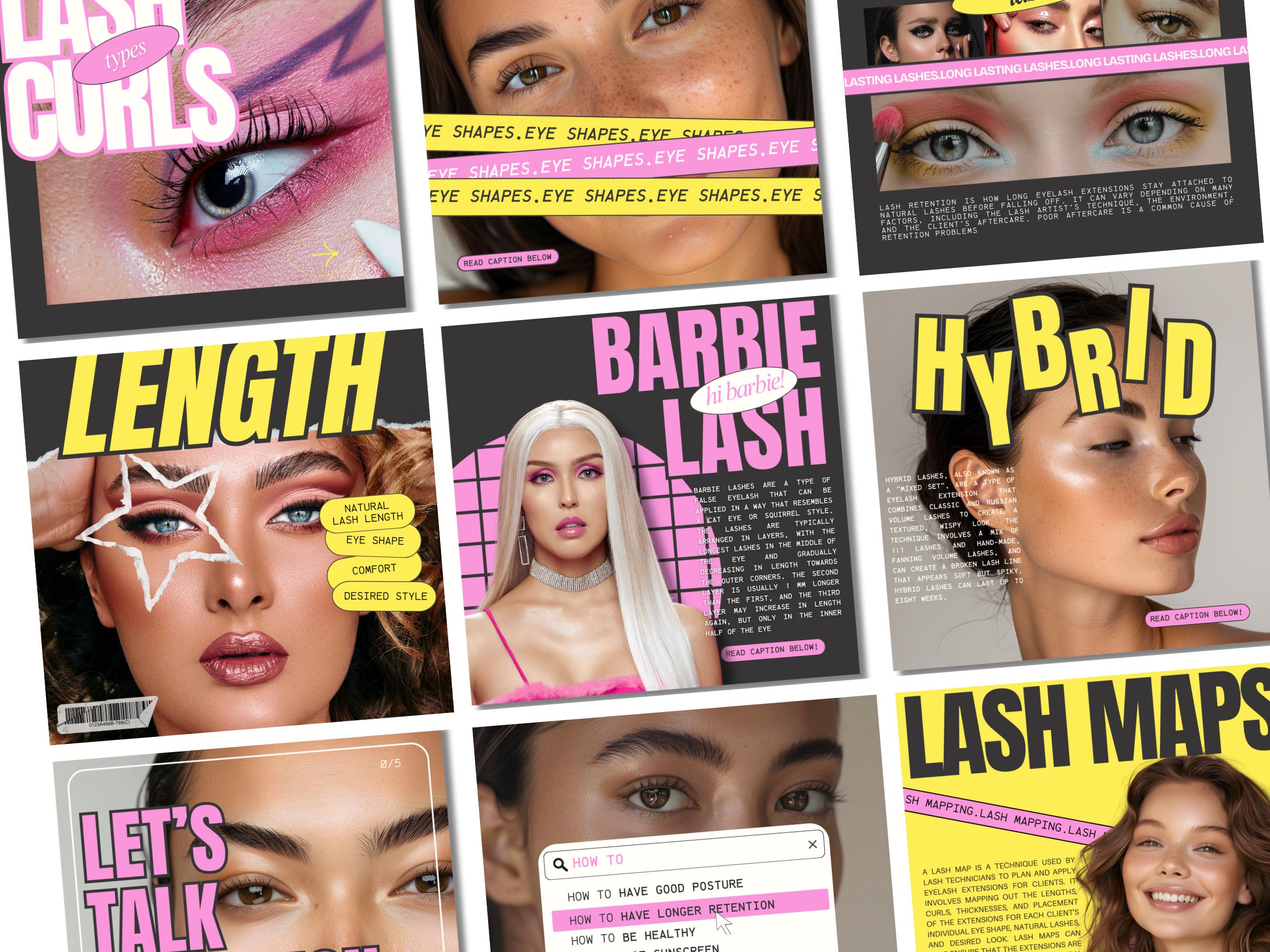 Lash Tech Instagram, Lash Instagram, Modelli per Lash Artist, Modello per social media con ciglia, Modelli per Instagram con ciglia di lusso, Post per