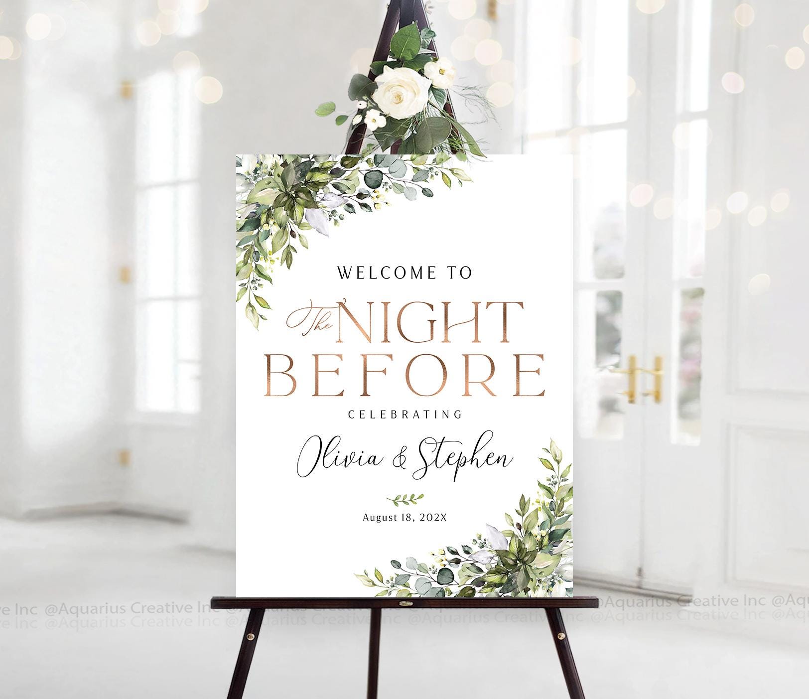Cartello per la cena di prova, cena di prova del matrimonio, decorazioni per matrimoni con verde, decorazioni per la cena di prova, cartello di benven