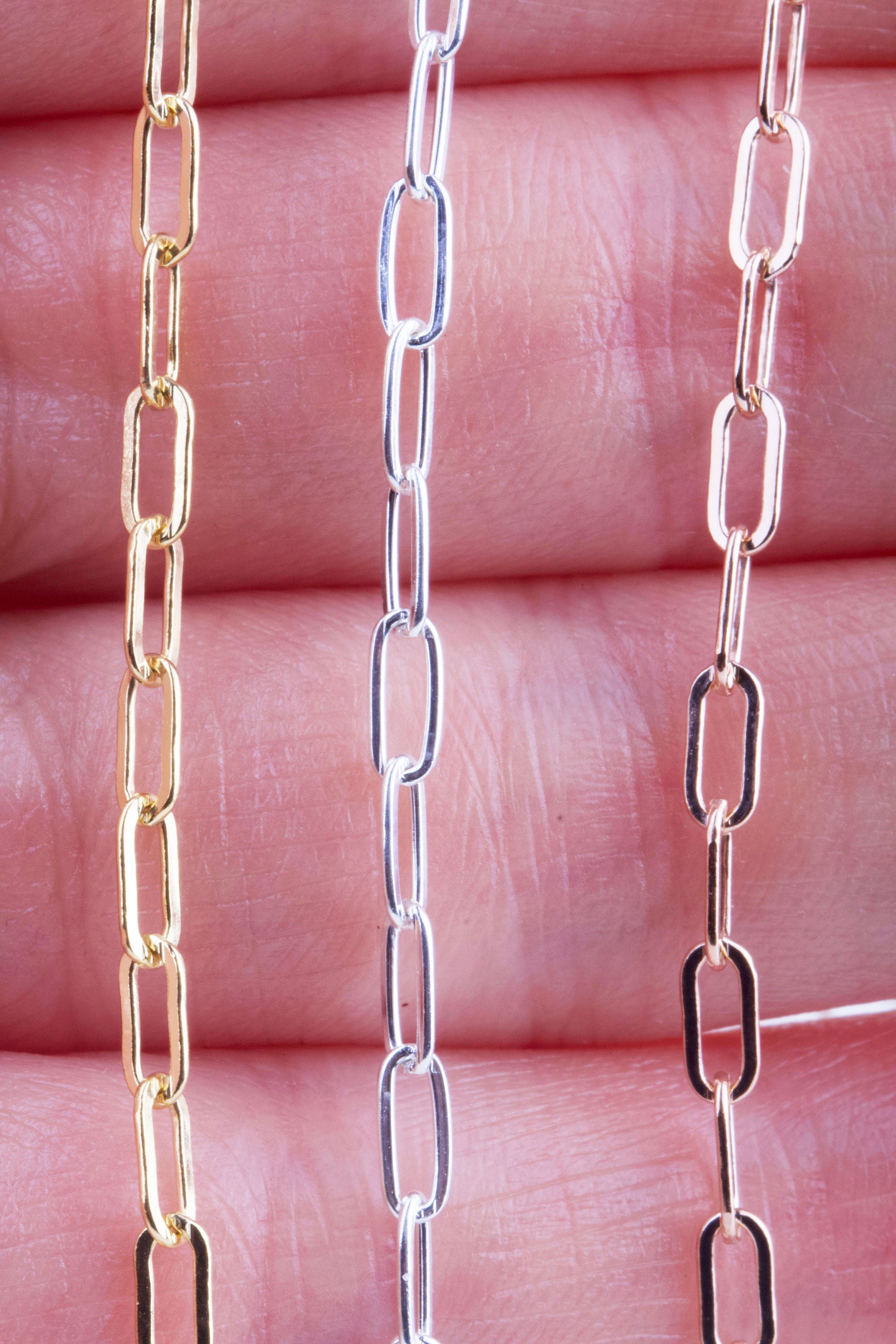 Catena a graffetta da 6 mm x 3 mm a piede in oro riempito, argento sterling, oro rosa riempito, cavo piatto allungato, forniture per catene Gioielli p