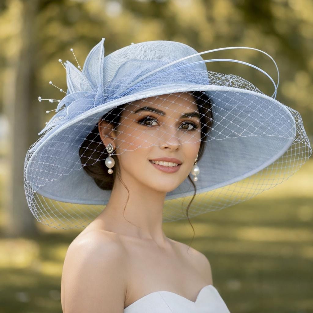 M489V (Cappello azzurro) Cappello da Kentucky Derby, Cappello da Chiesa, Cappello da Matrimonio, Cappello da Pasqua, Cappello da Tea Party, Cappello F