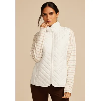 Maurices Women's Athleisure Quilted Vest White Size Small