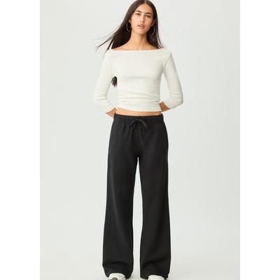 Stradivarius Relaxed fit flared trousers with drawstrings Black XS