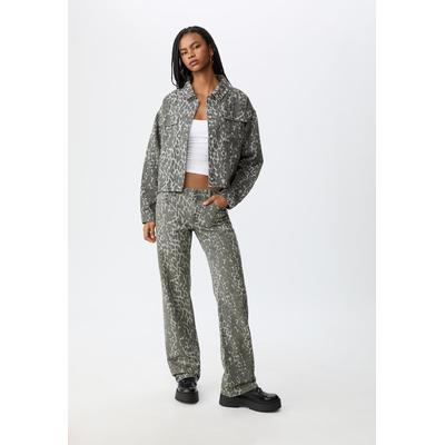 Stradivarius Animal print jacket with pockets Khaki S