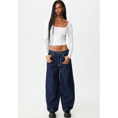 Stradivarius Adjustable barrel fit jeans RINSE BLUE DENIM 14