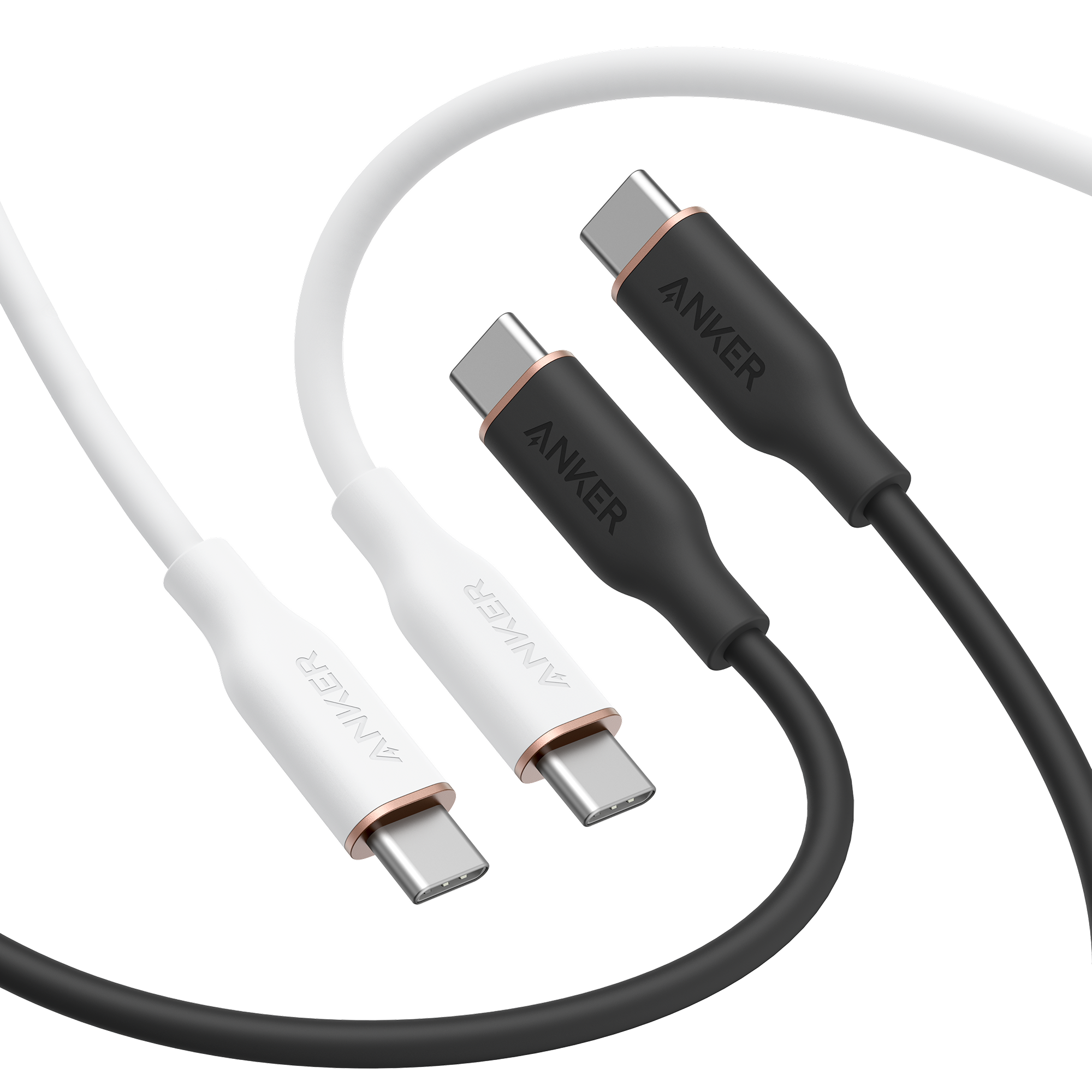 Anker 643 USB-C to USB-C Cable (Flow, Silicone, 240W, 2-Pack, Midnight Black)