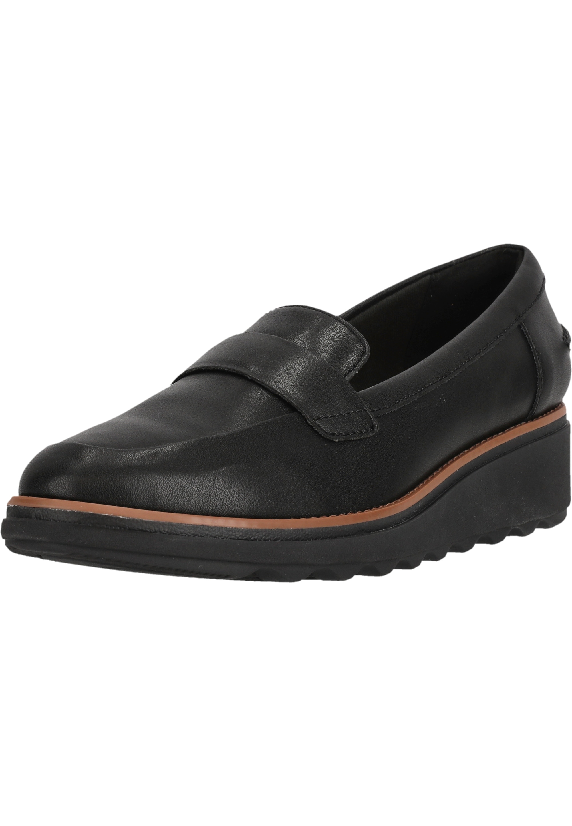 Slipper CLARKS "Sharon Gracie", Damen, Gr. 39, schwarz, Leder, Schuhe Slipper, mit extra Stoßdämpfung für ultimativen Komfort