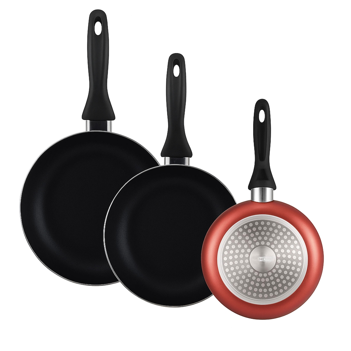 WellHome - 3er-Set Pfannen Ø16/20/24cm aus gepresstem Aluminium in Metallic-Kupfer Image