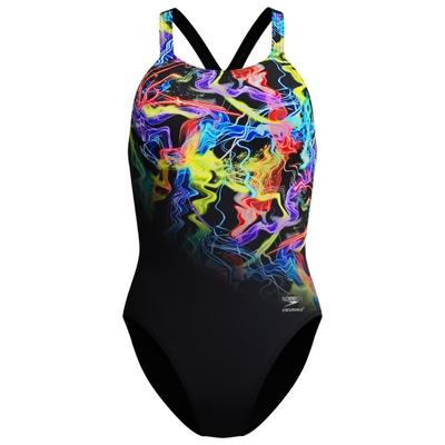 Speedo - Women's Placement Printed Powerback - Badeanzug Gr 34 schwarz Image