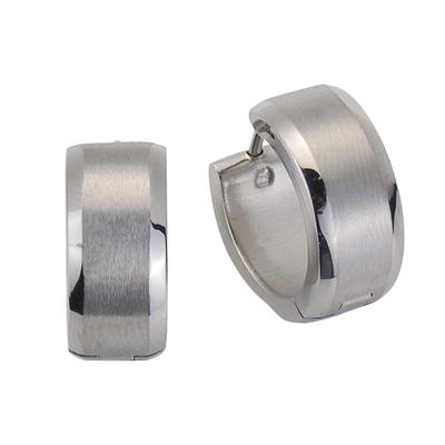 Paar Creolen ZEEME "Edelstahl matt Ø 16mm", Damen, Gr. ONE-SIZE, Edelstahl, weiß, Ohrringe Image