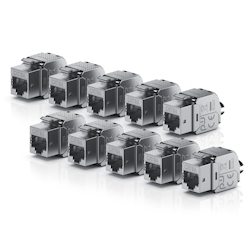 Primewire 10x Netzwerk-Adapter RJ-45 (Ethernet), Buchse zu Netzwerkkabel, CAT.6a Keystone Modul für LAN Kabel, RJ45 Buchse, feldkonfektionierbar Image