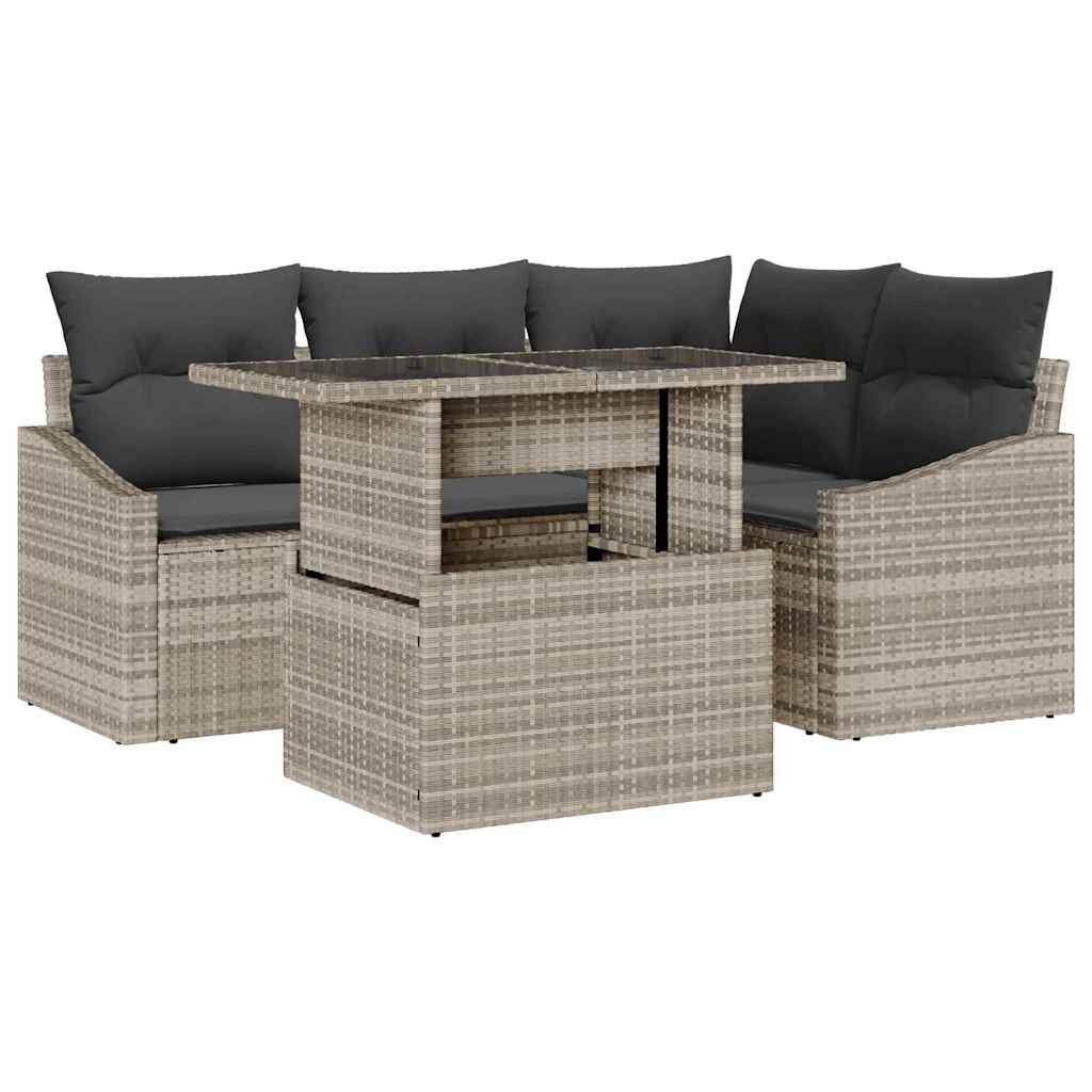 vidaXL Garten-Sofa-Set mit Kissen 5 pcs Beige Grau 100 x 55 x 73 cm Image