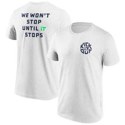T-Shirt mit Grafik „Kick It Out"-Slogan – Weiß/Navy Image
