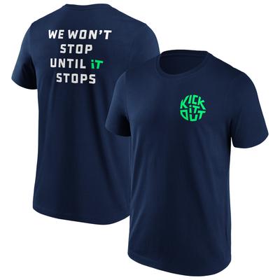 T-Shirt mit Grafik „Kick It Out"-Slogan – Marineblau/Weiß Image