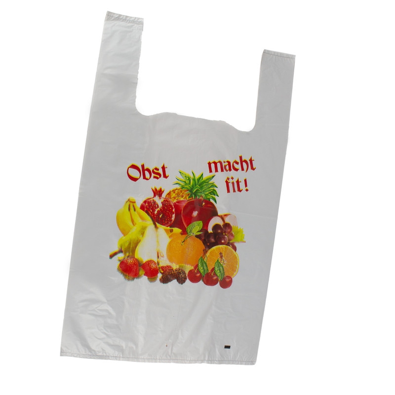 DayBays 60000 Stk. Hemdchentragetaschen 32+18x54 cm MDPE Mit Druck 'OBST MACHT FIT' Image
