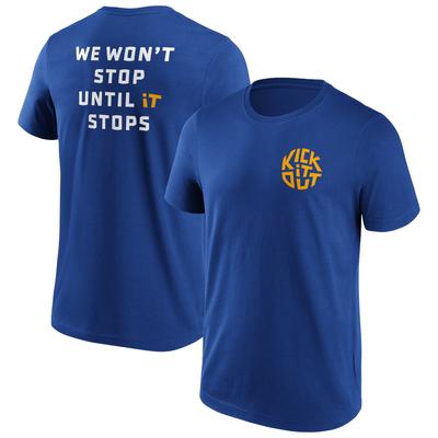 T-Shirt mit Grafik „Kick It Out"-Slogan – Königsblau/Weiß Image