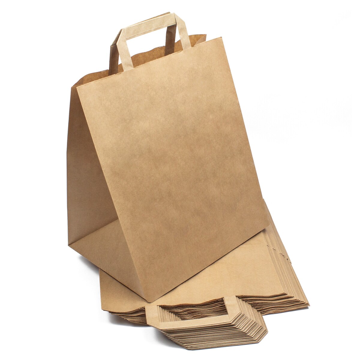 DayBays 2000 Stk. Papiertüten 26+20x28 cm Braun mit Flachhenkel Image