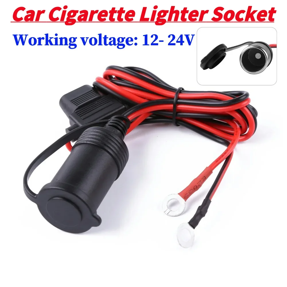 Langlebige Zigarettenanzünder-Buchse, solide DC12–24 V, Auto, Motorrad, LKW, Zigarettenanzünder-Buchse mit 10 A Sicherung + Kabel