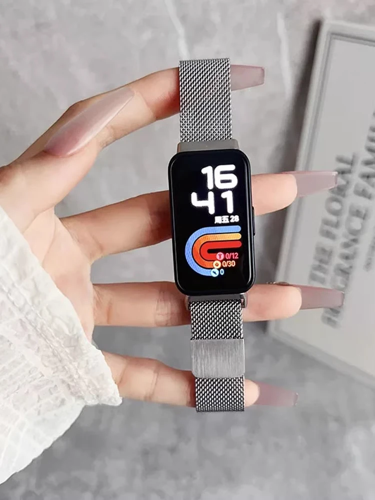 Magnetische Bänder für Huawei Band 8 9 10 NFC Smartwatch Mlianese Edelstahl Handgelenk Correa Metallarmband Huawei Band 10 Armband Image