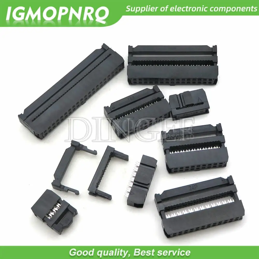 5PCS FC 6P 8 10 12 14 16 18 20 24 26 30 34 40 50 Pin 2,54mm Pitch weibliche IDC Buchse Stecker Band Kabel Stecker P Image