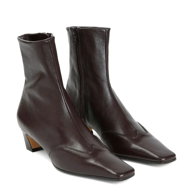 Matte Leder Nähen Schlangenleder Stiefeletten Sexy Karree Nähen Mischfarben Neue Arrivlas Mode Frauen Moderne Stiefel