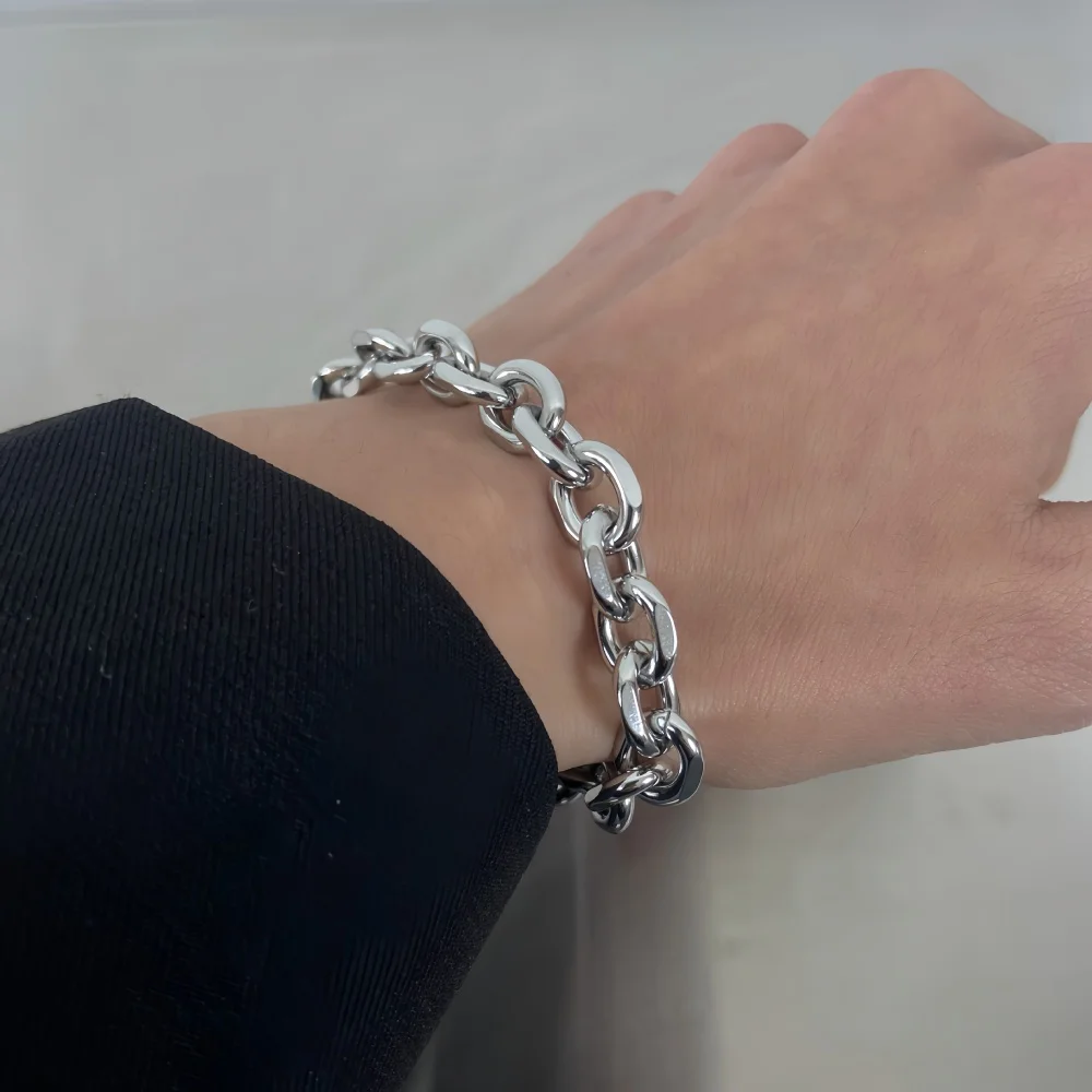 Einfache Edelstahl Männer Armband INS Silber Farbe OT Schnalle O-Kreis Kette Armband Mode Frauen Schmuck Mode Zubehör Image